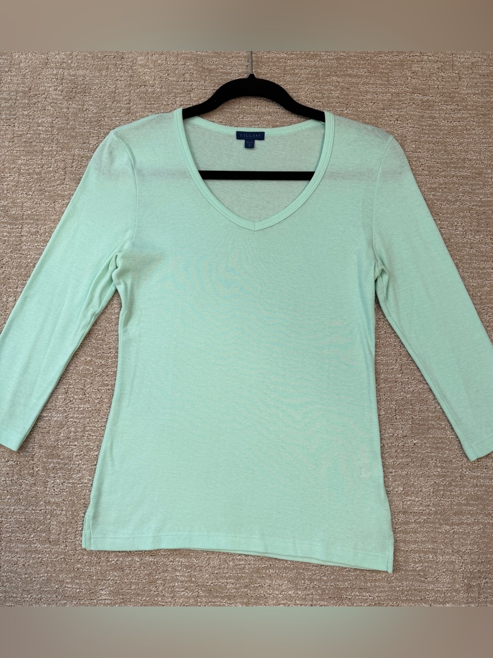 Lilla P Mint Green V-Neck Long Sleeve Cotton Tee